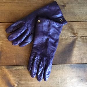 Coach Purple Leather Gloves